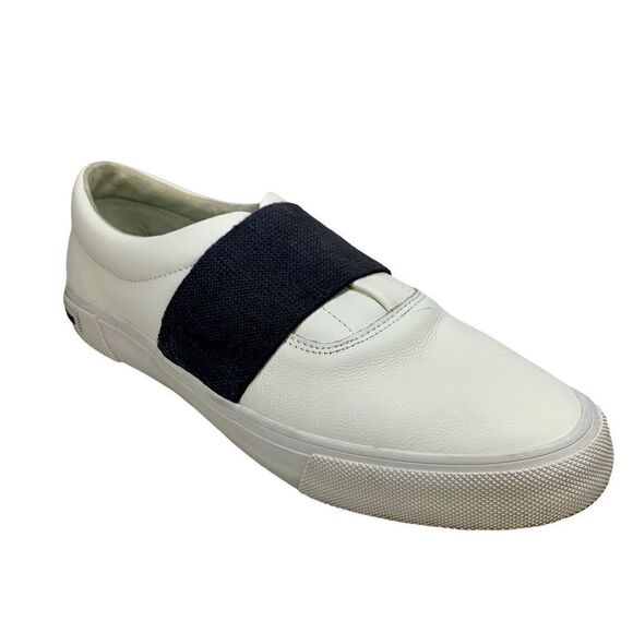 SeaVees Farris White Leather Slip-On Sneakers 12 Gray Contrast Band - Picture 2 of 11